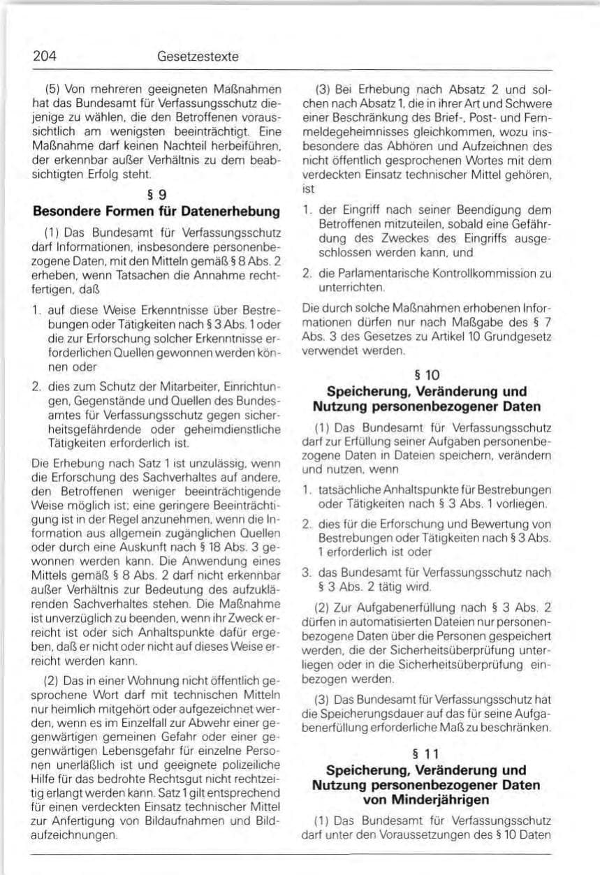 Seite 204 des Verfassungsschutzbericht 1991 Bund
