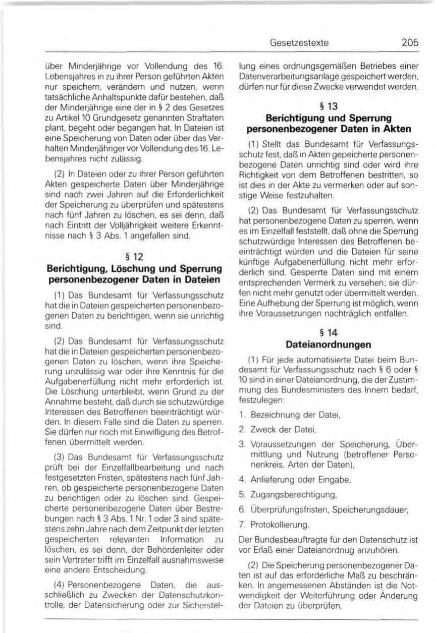 Seite 205 des Verfassungsschutzbericht 1991 Bund