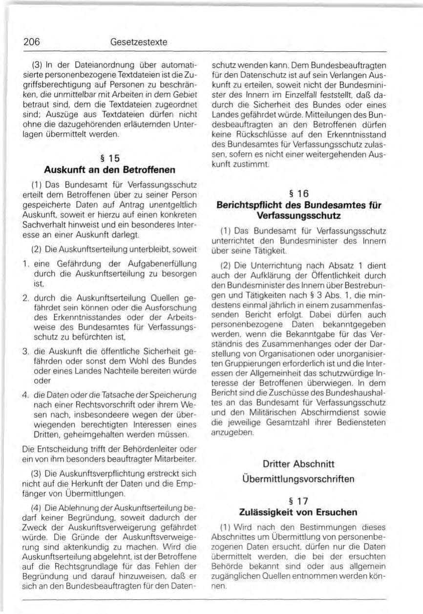 Seite 206 des Verfassungsschutzbericht 1991 Bund