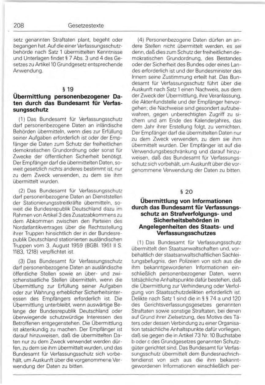 Seite 208 des Verfassungsschutzbericht 1991 Bund