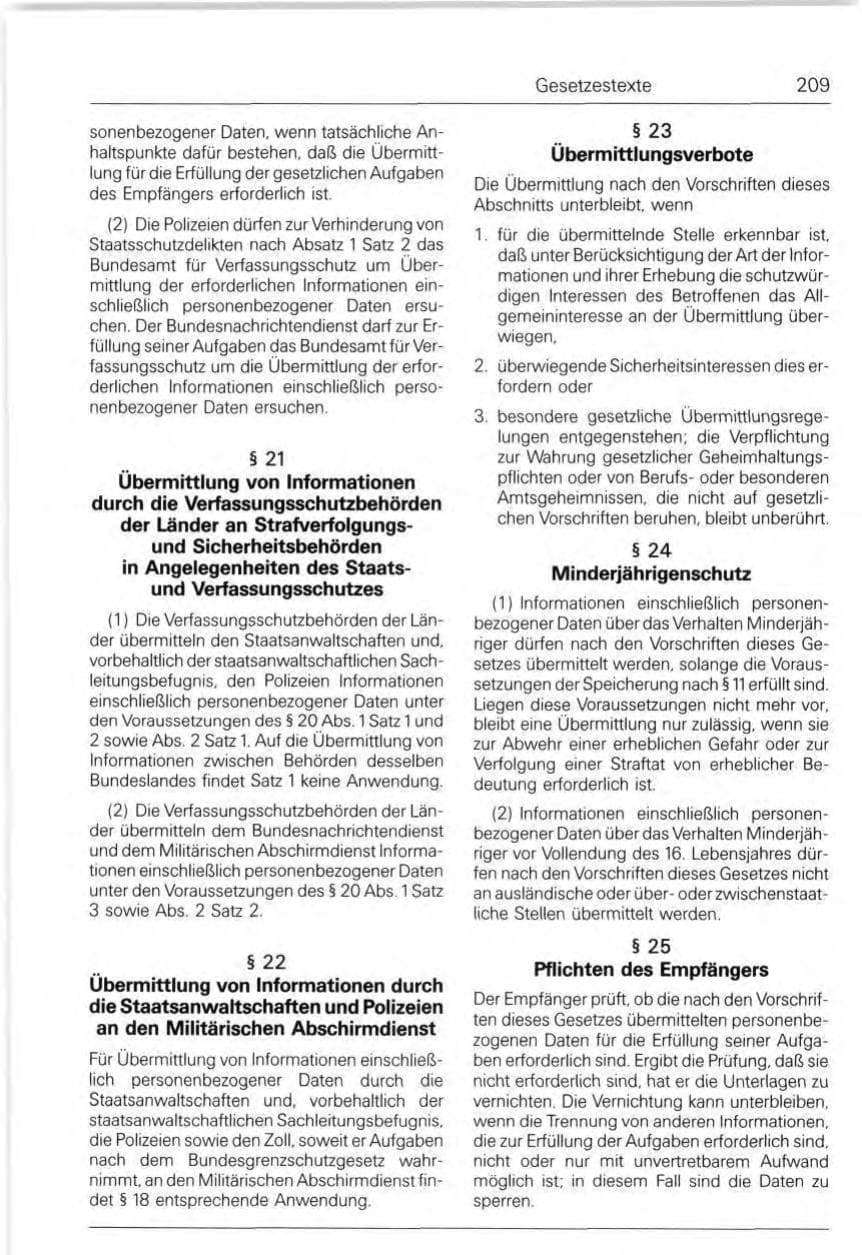Seite 209 des Verfassungsschutzbericht 1991 Bund