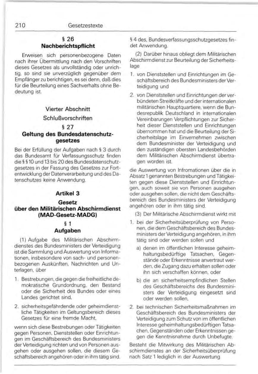 Seite 210 des Verfassungsschutzbericht 1991 Bund