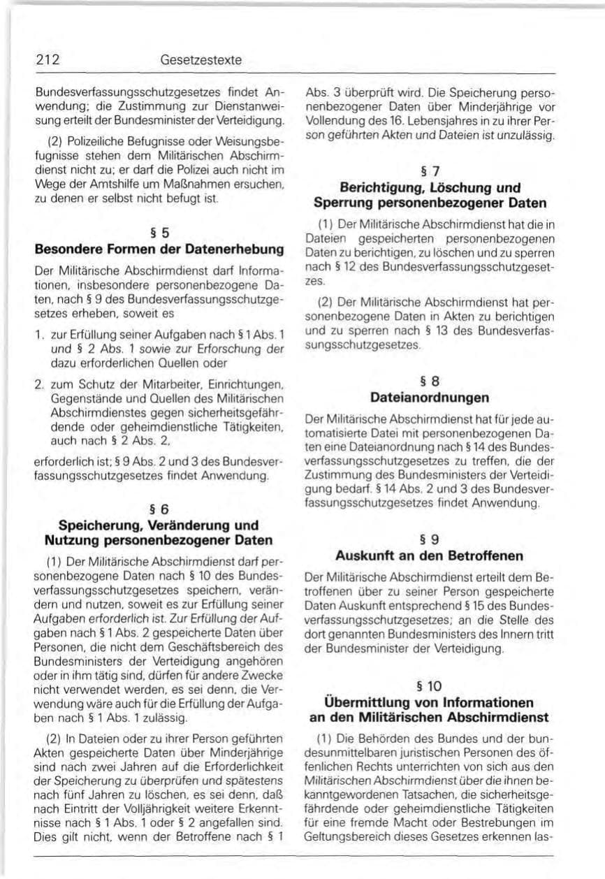 Seite 212 des Verfassungsschutzbericht 1991 Bund