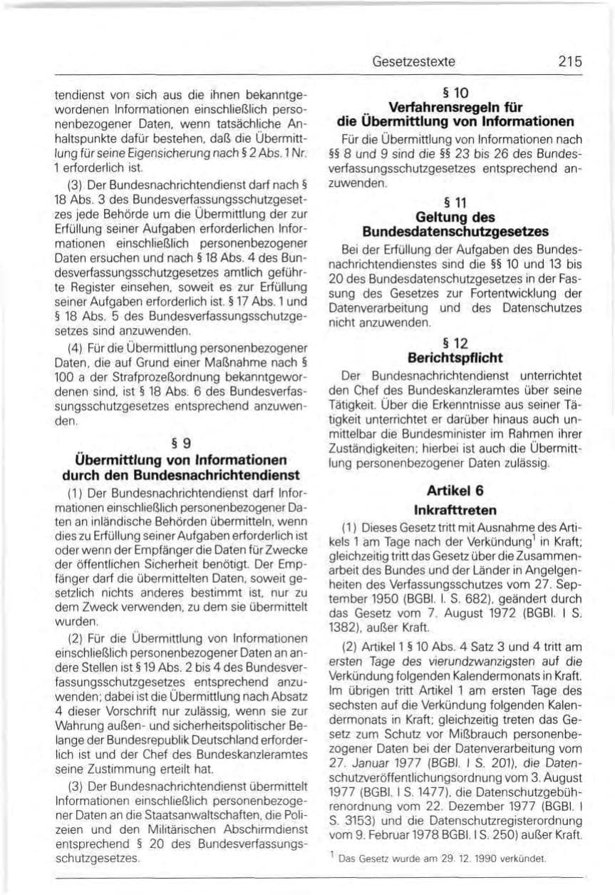 Seite 215 des Verfassungsschutzbericht 1991 Bund