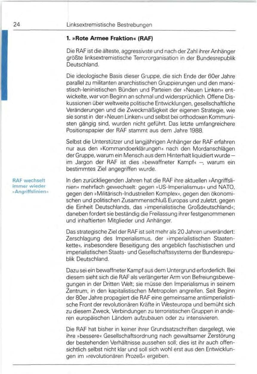Seite 24 des Verfassungsschutzbericht 1991 Bund