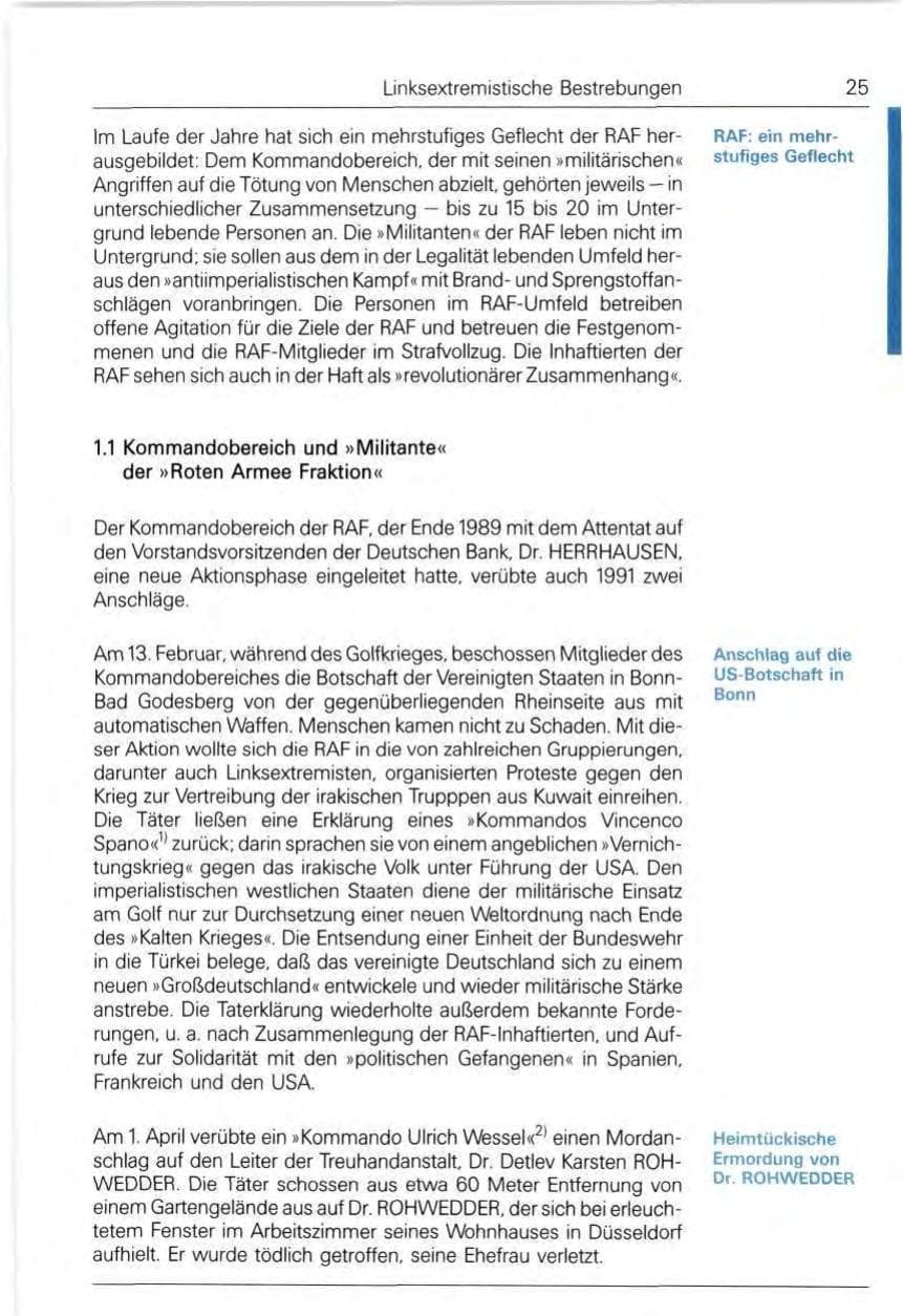 Seite 25 des Verfassungsschutzbericht 1991 Bund