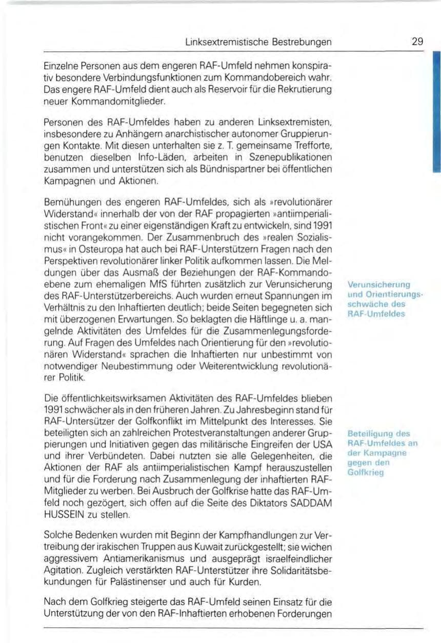 Seite 29 des Verfassungsschutzbericht 1991 Bund