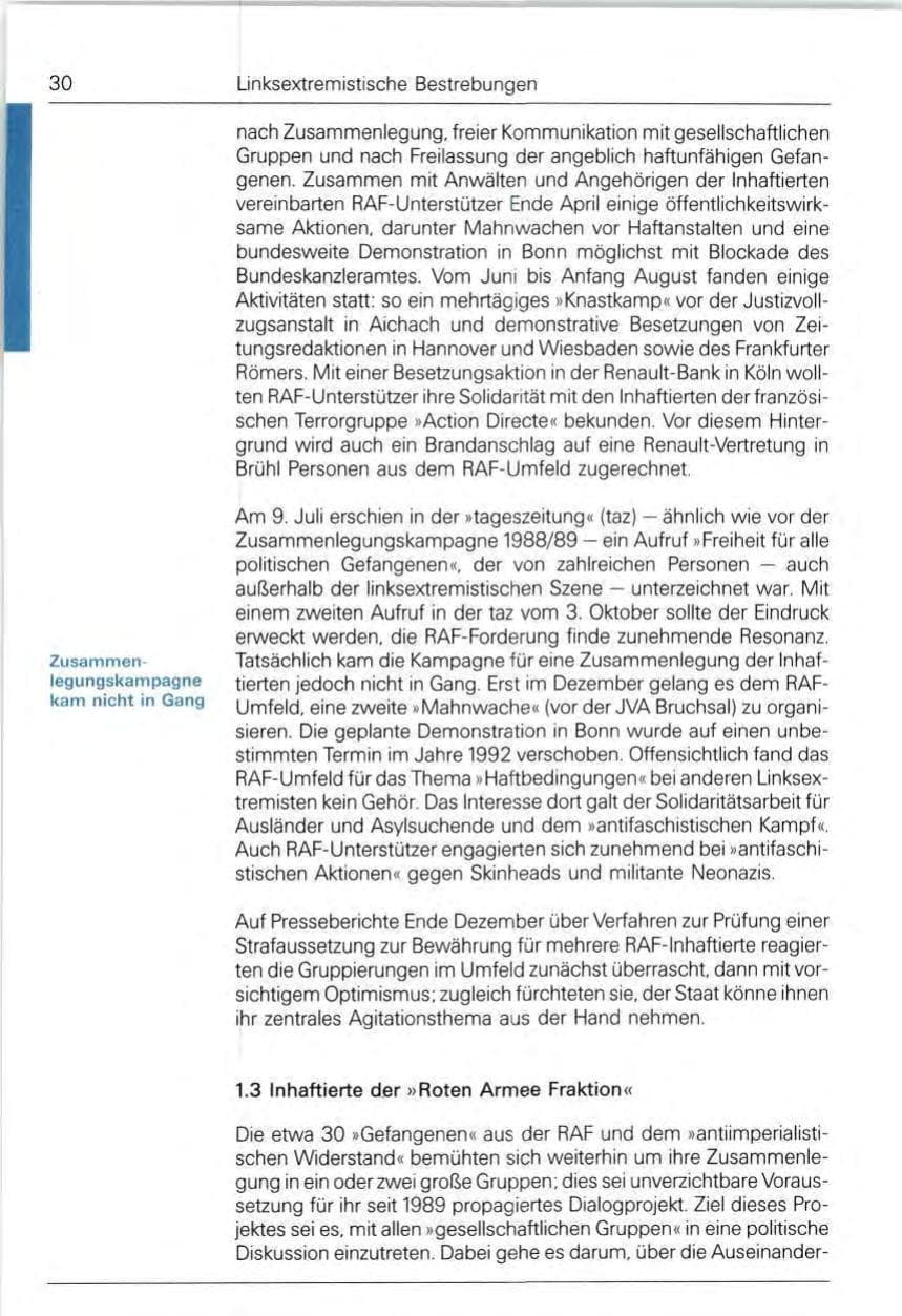 Seite 30 des Verfassungsschutzbericht 1991 Bund