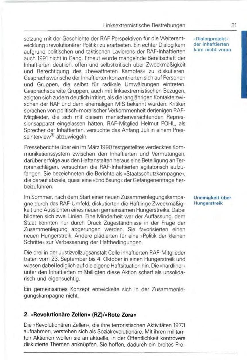 Seite 31 des Verfassungsschutzbericht 1991 Bund