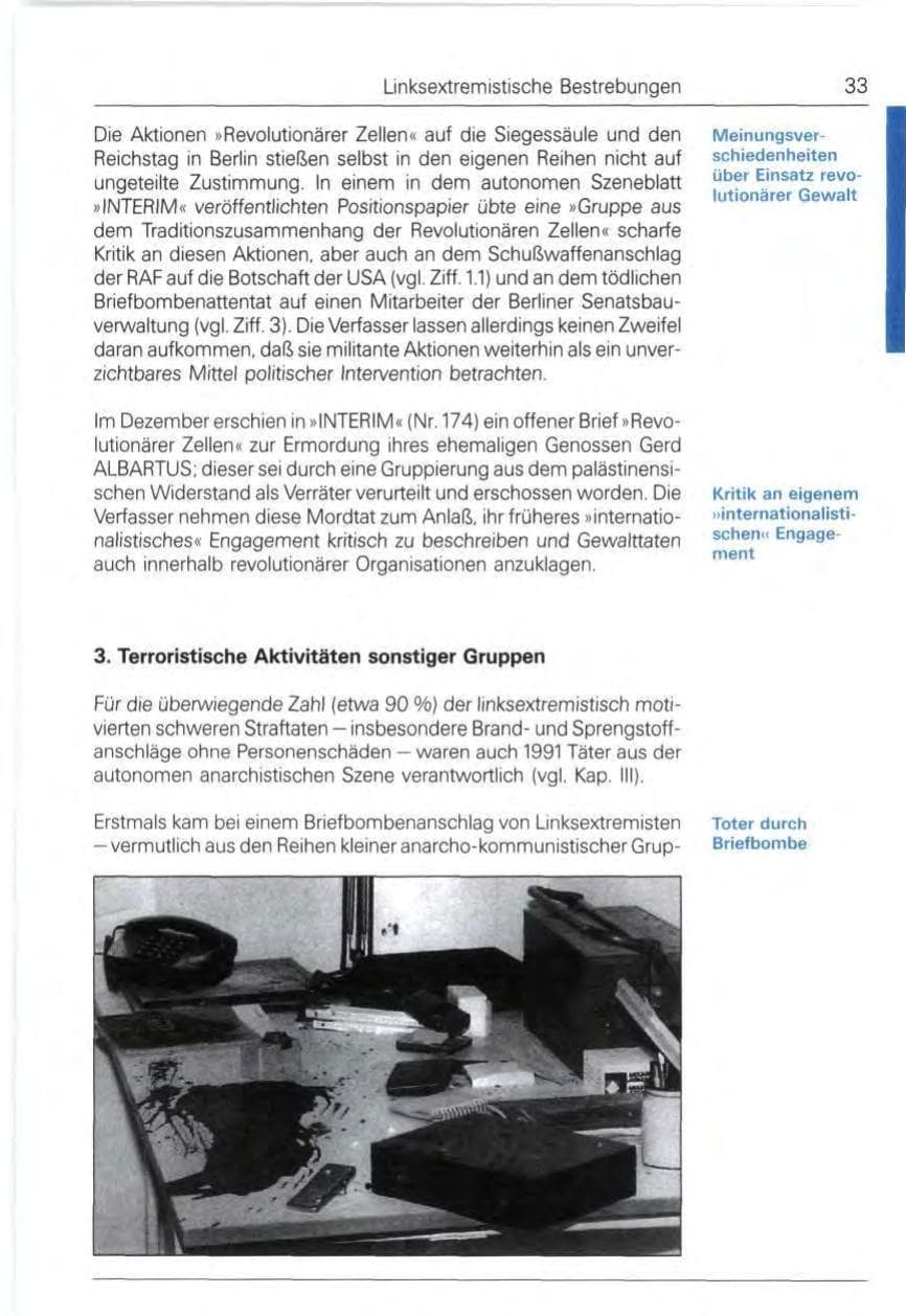 Seite 33 des Verfassungsschutzbericht 1991 Bund