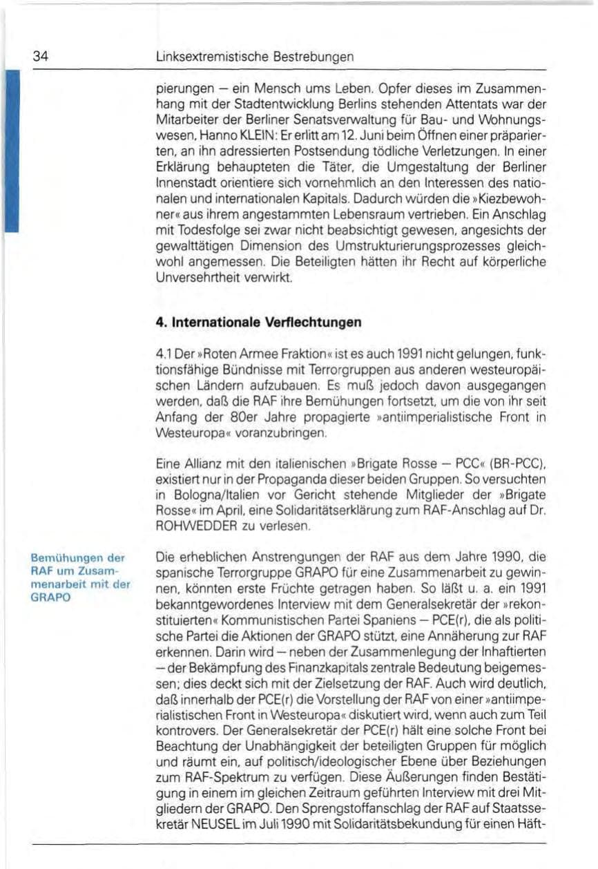 Seite 34 des Verfassungsschutzbericht 1991 Bund