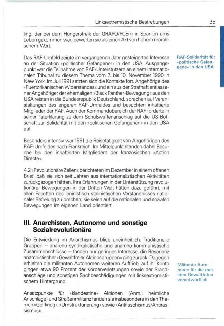 Seite 35 des Verfassungsschutzbericht 1991 Bund