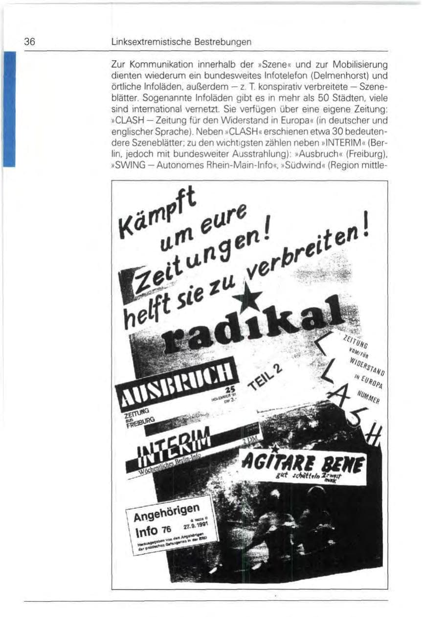 Seite 36 des Verfassungsschutzbericht 1991 Bund