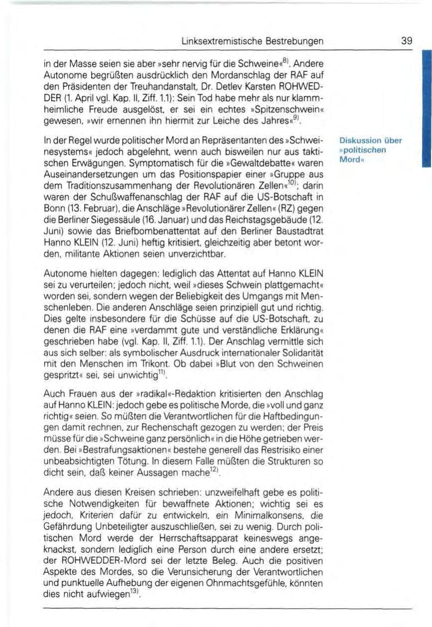 Seite 39 des Verfassungsschutzbericht 1991 Bund
