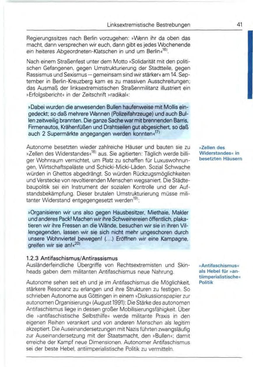Seite 41 des Verfassungsschutzbericht 1991 Bund