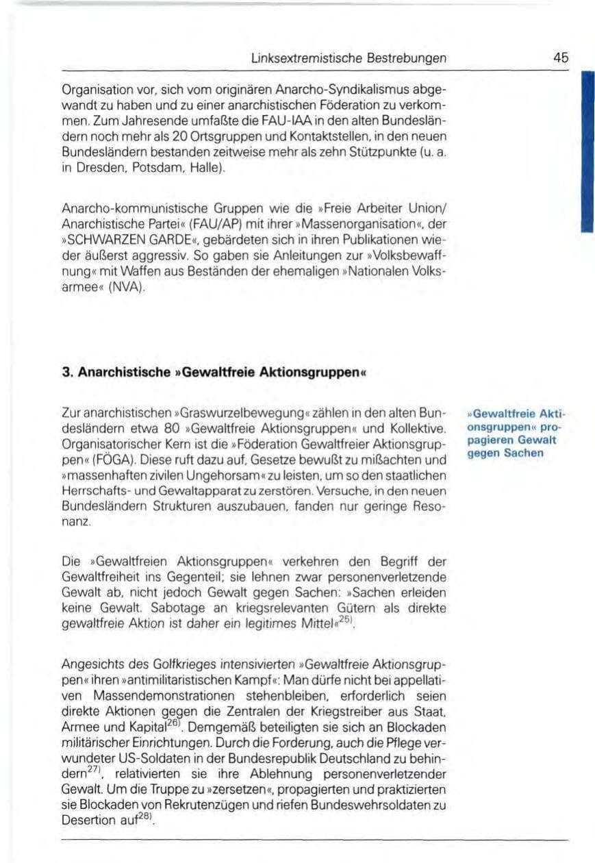 Seite 45 des Verfassungsschutzbericht 1991 Bund