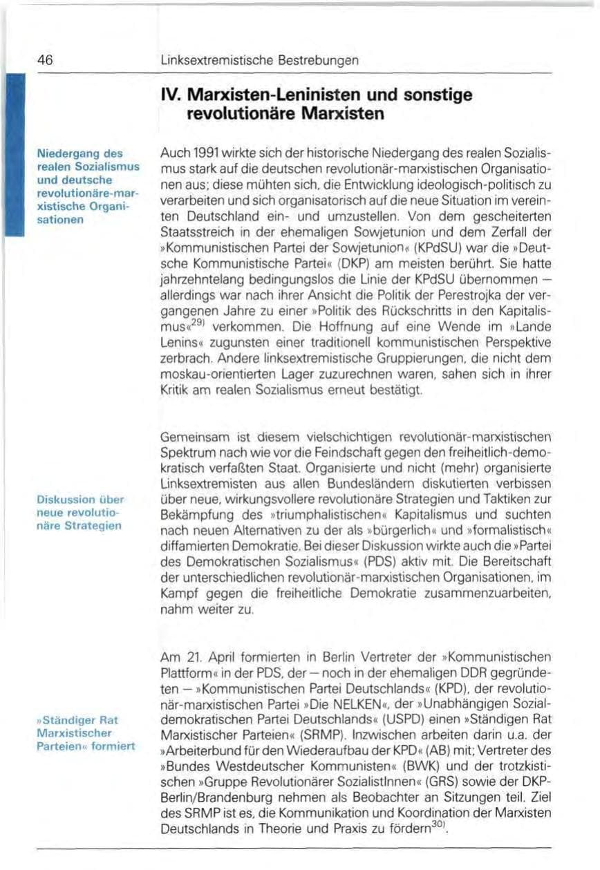Seite 46 des Verfassungsschutzbericht 1991 Bund