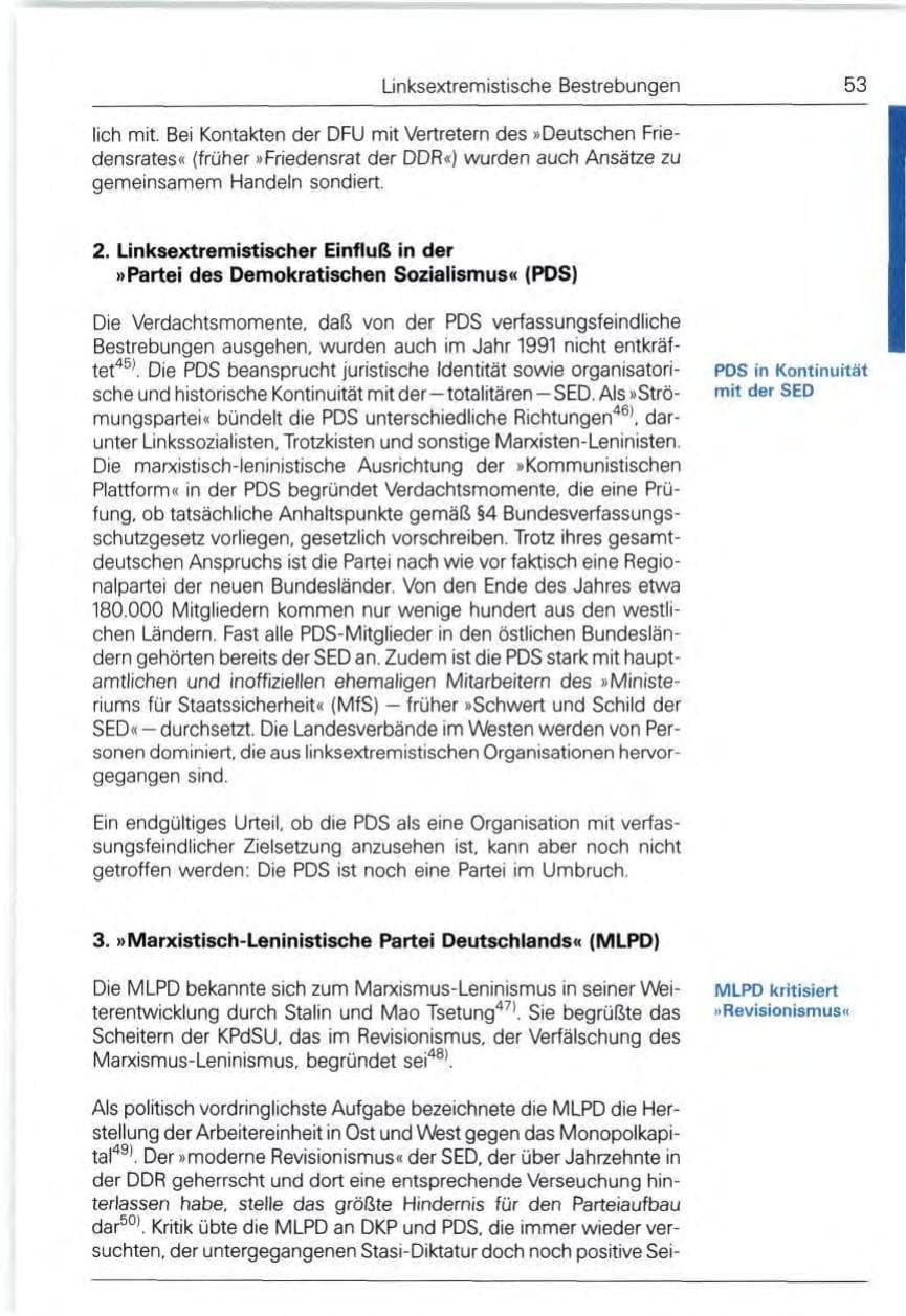 Seite 53 des Verfassungsschutzbericht 1991 Bund