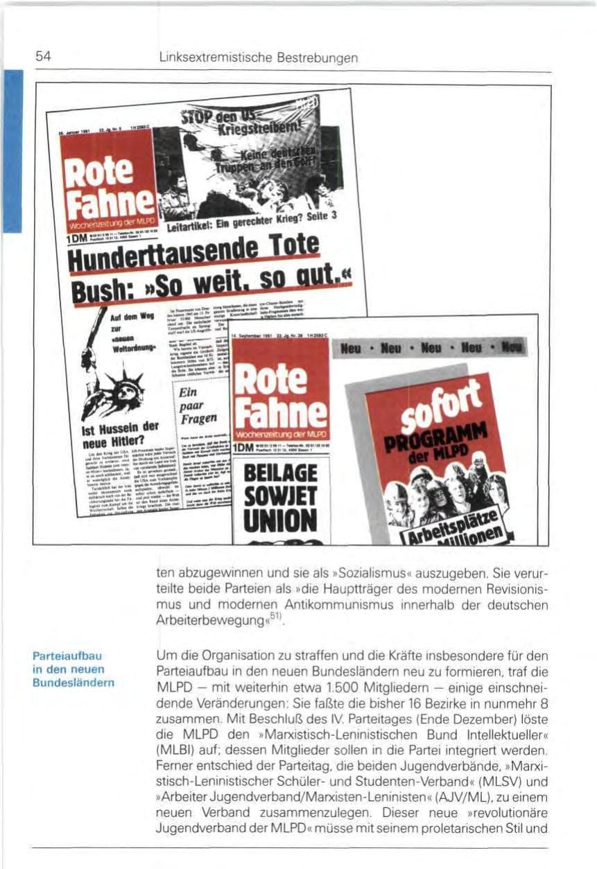 Seite 54 des Verfassungsschutzbericht 1991 Bund