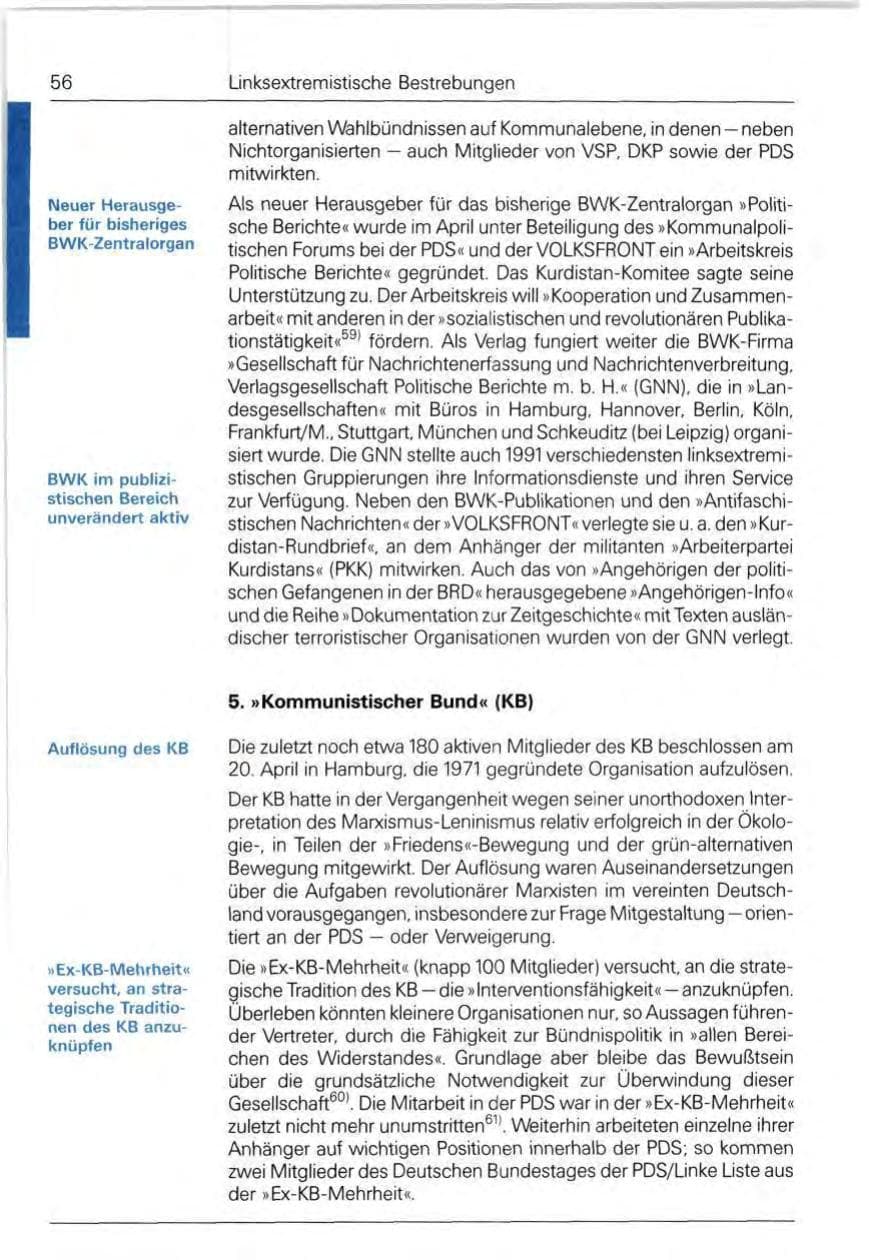 Seite 56 des Verfassungsschutzbericht 1991 Bund