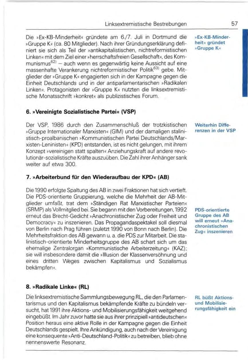 Seite 57 des Verfassungsschutzbericht 1991 Bund
