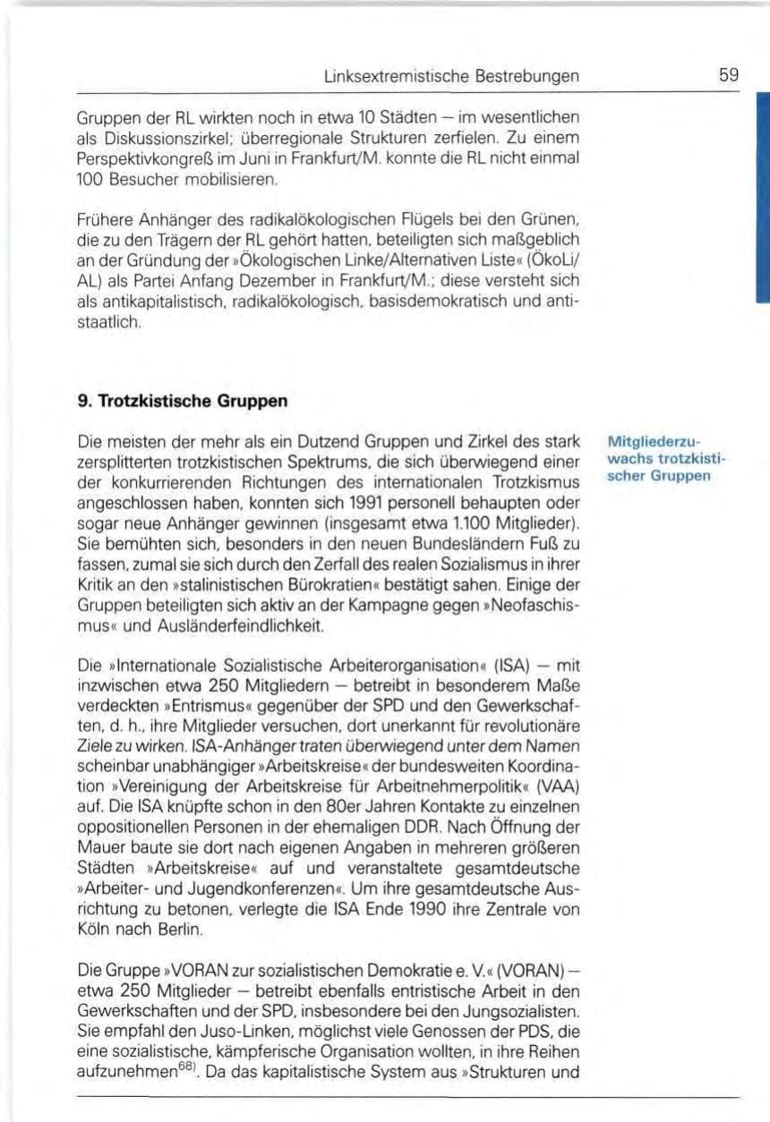 Seite 59 des Verfassungsschutzbericht 1991 Bund
