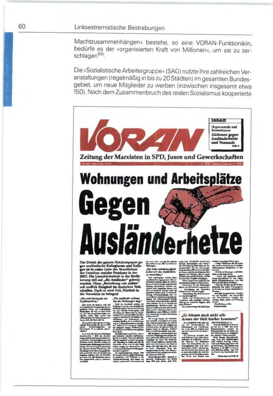 Seite 60 des Verfassungsschutzbericht 1991 Bund