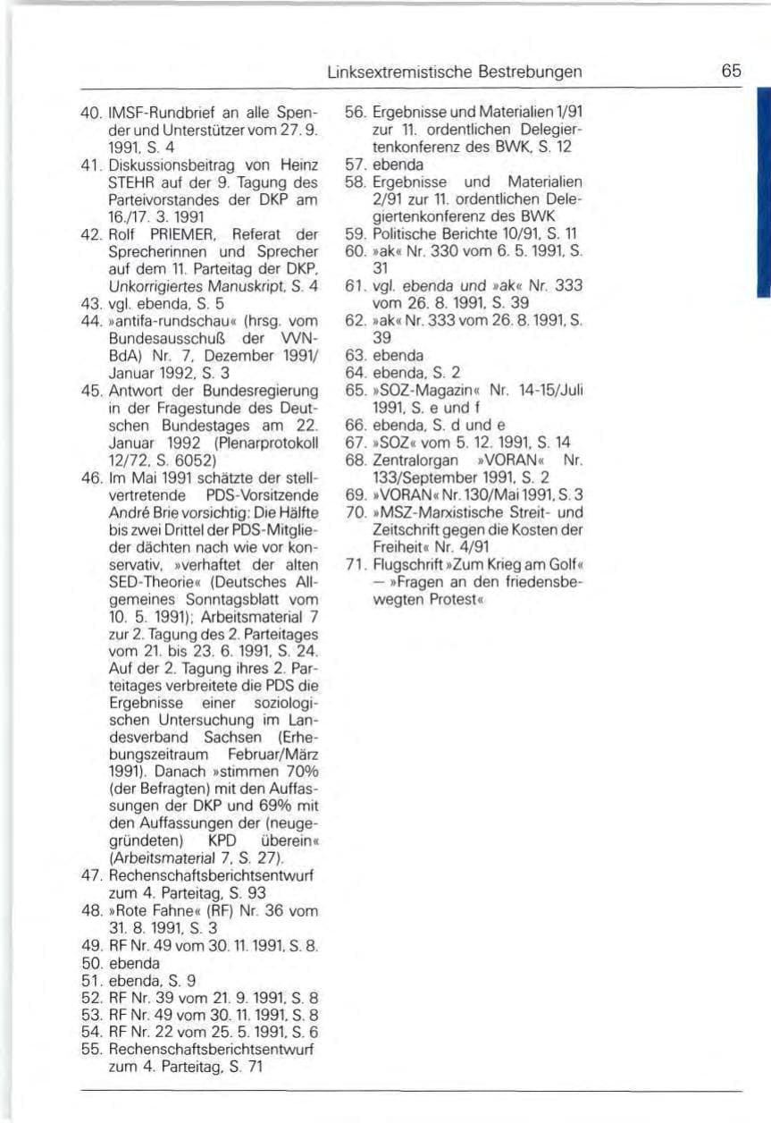 Seite 65 des Verfassungsschutzbericht 1991 Bund