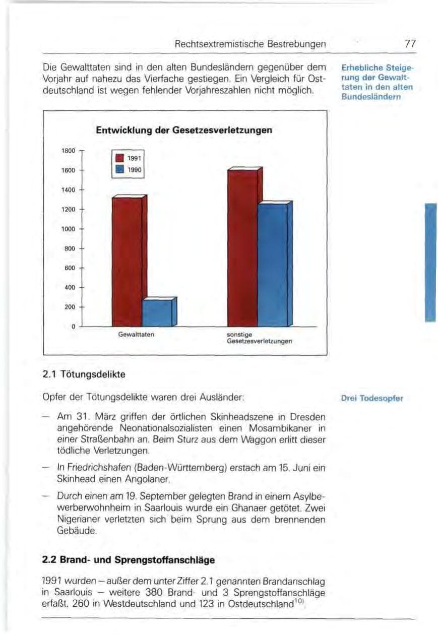 Seite 77 des Verfassungsschutzbericht 1991 Bund