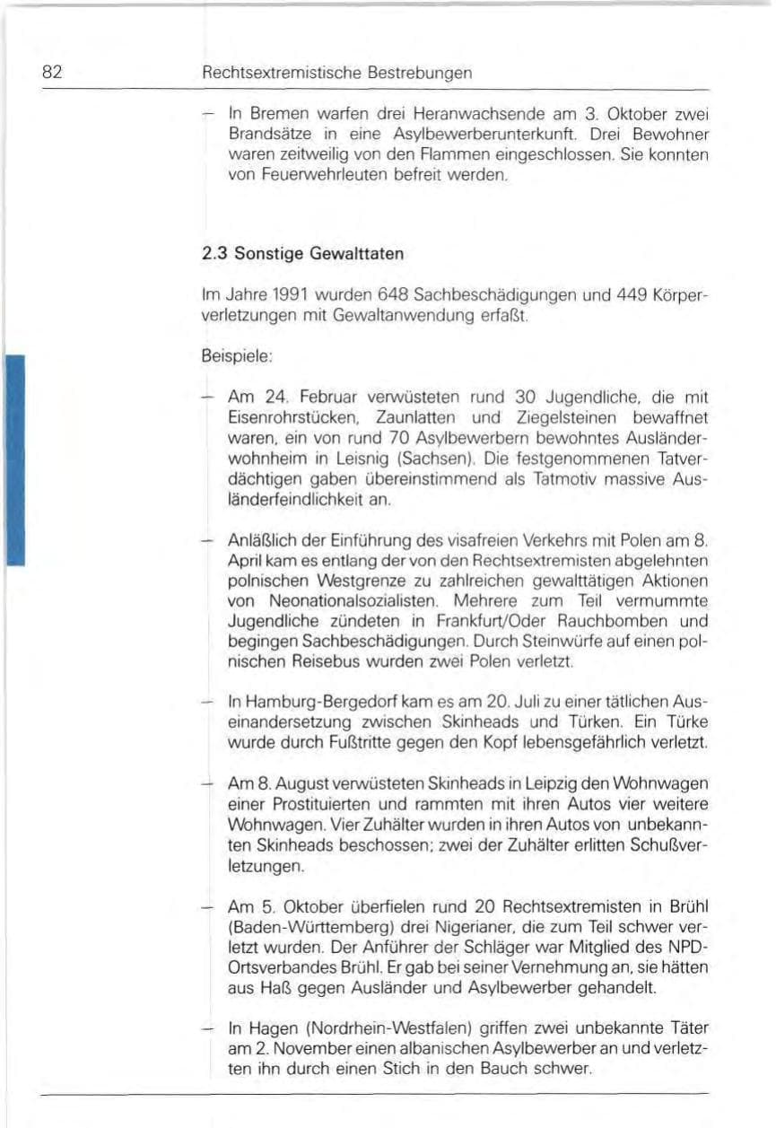 Seite 82 des Verfassungsschutzbericht 1991 Bund