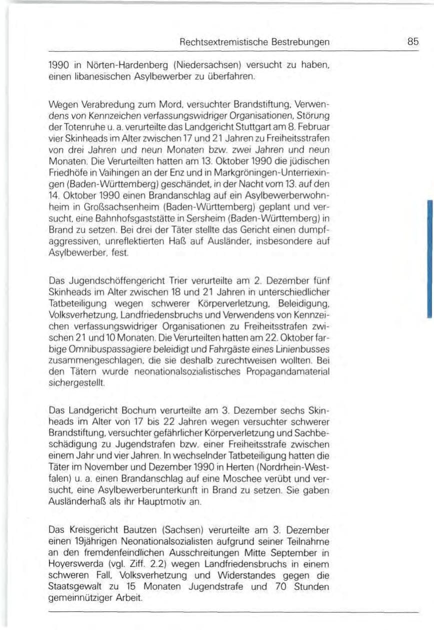Seite 85 des Verfassungsschutzbericht 1991 Bund