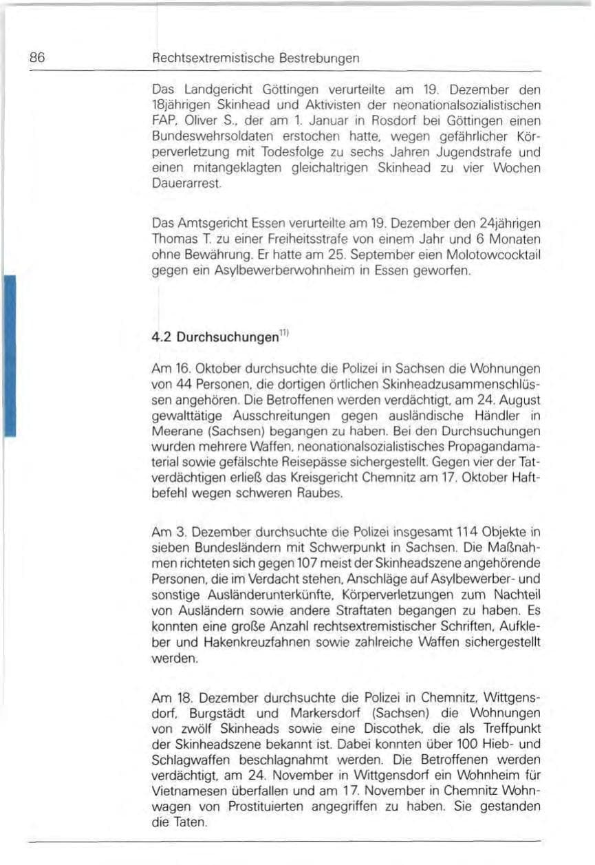 Seite 86 des Verfassungsschutzbericht 1991 Bund