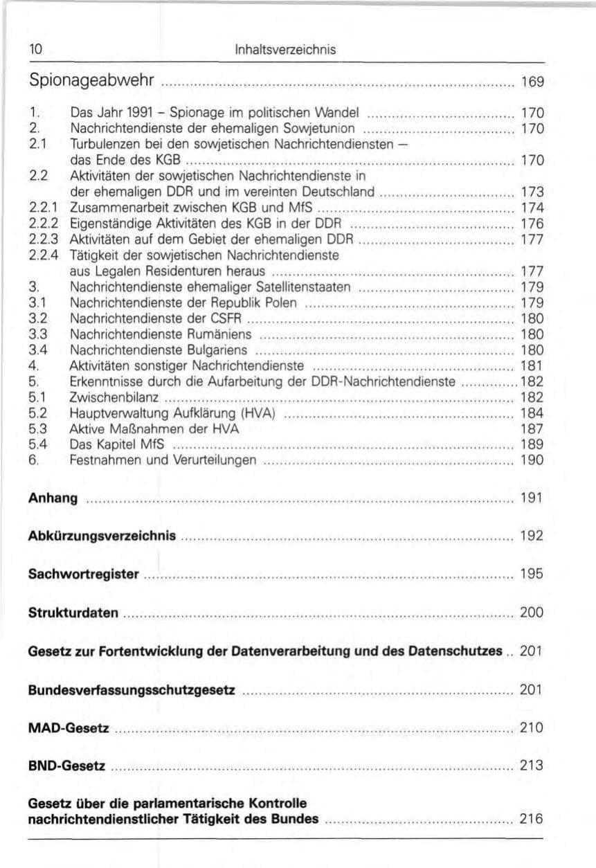 Seite 10 des Verfassungsschutzbericht 1991 Bund