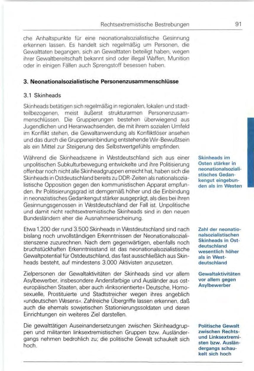 Seite 91 des Verfassungsschutzbericht 1991 Bund
