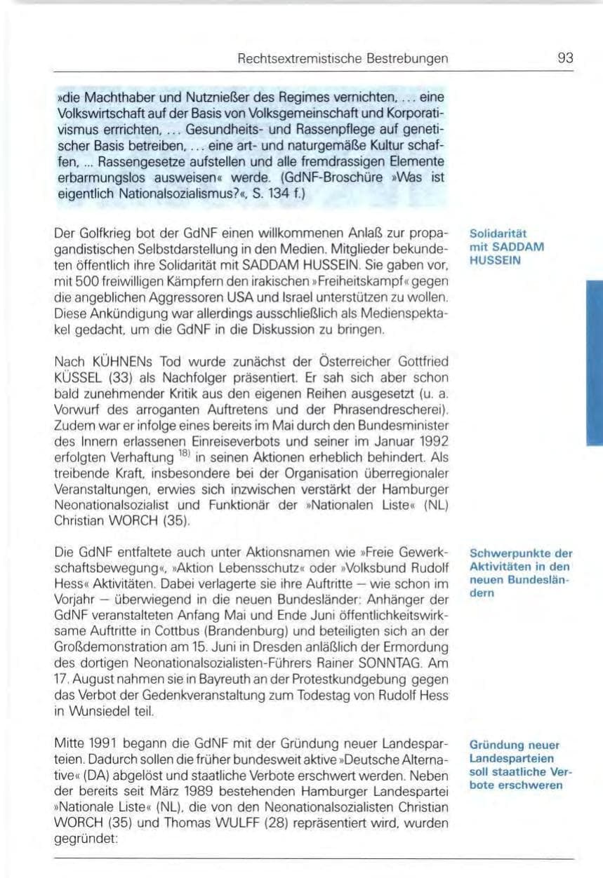 Seite 93 des Verfassungsschutzbericht 1991 Bund