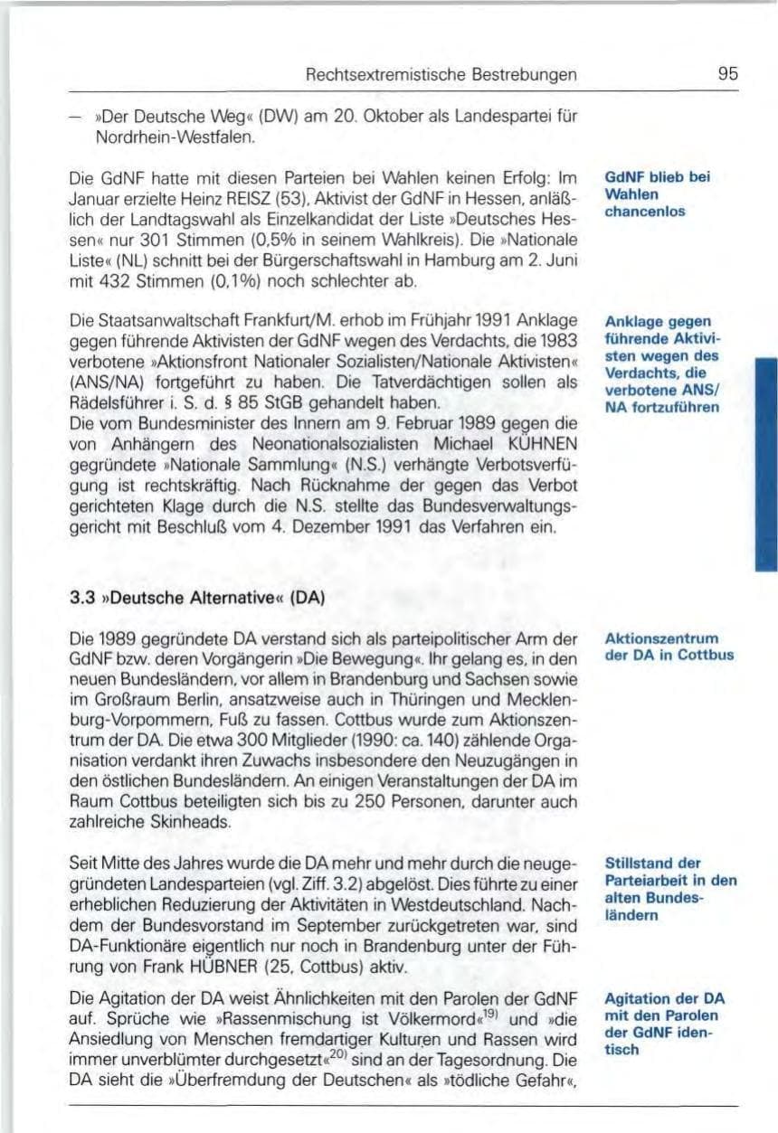 Seite 95 des Verfassungsschutzbericht 1991 Bund