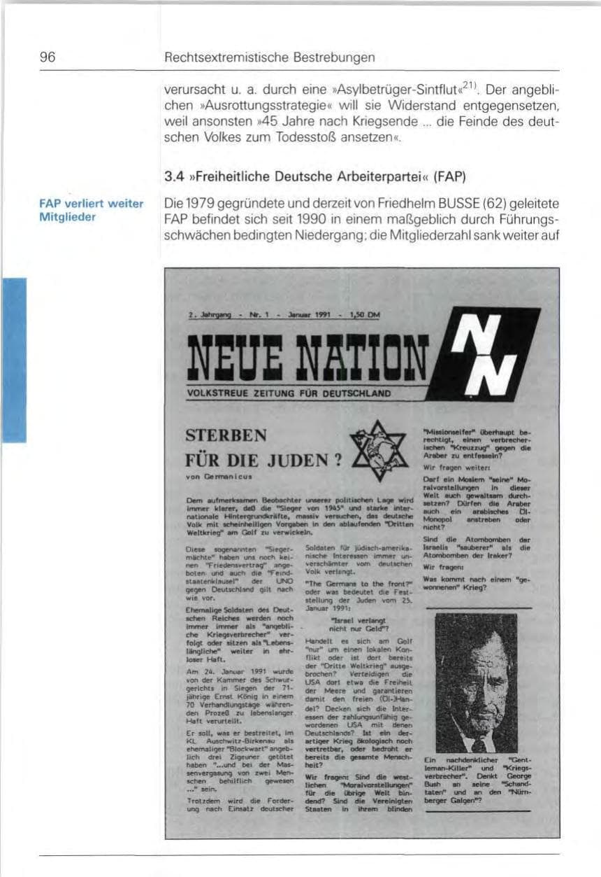 Seite 96 des Verfassungsschutzbericht 1991 Bund