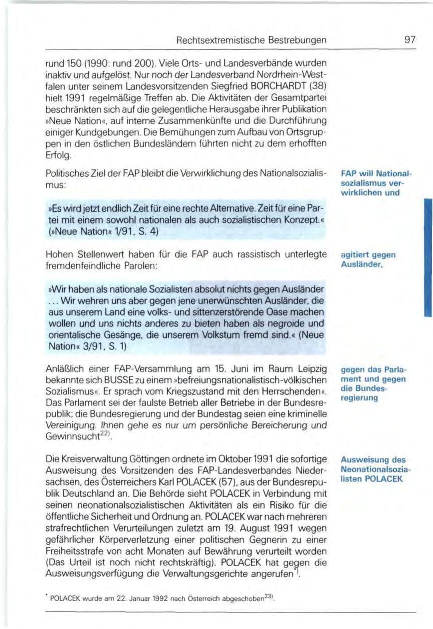 Seite 97 des Verfassungsschutzbericht 1991 Bund
