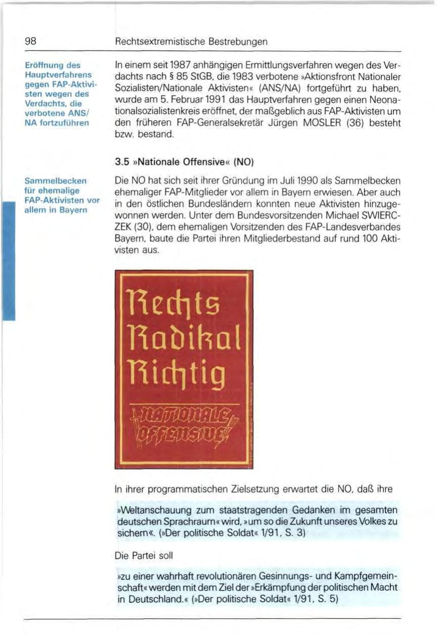 Seite 98 des Verfassungsschutzbericht 1991 Bund