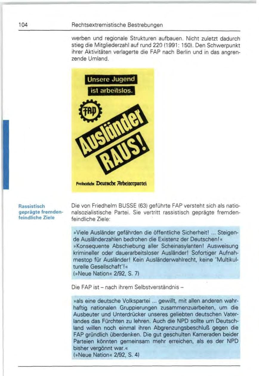 Seite 104 des Verfassungsschutzbericht 1992 Bund