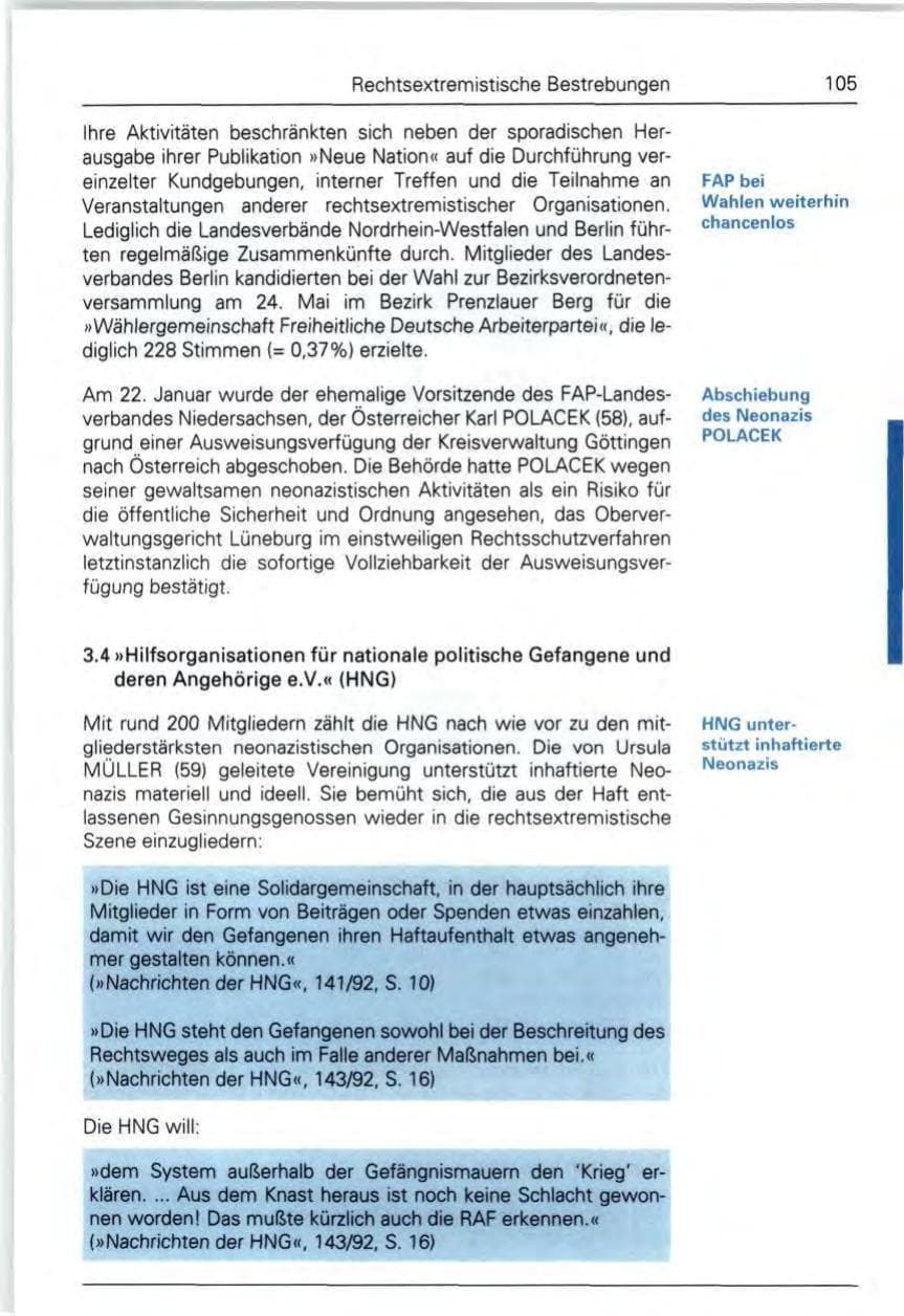 Seite 105 des Verfassungsschutzbericht 1992 Bund