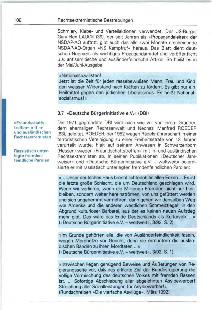Seite 108 des Verfassungsschutzbericht 1992 Bund