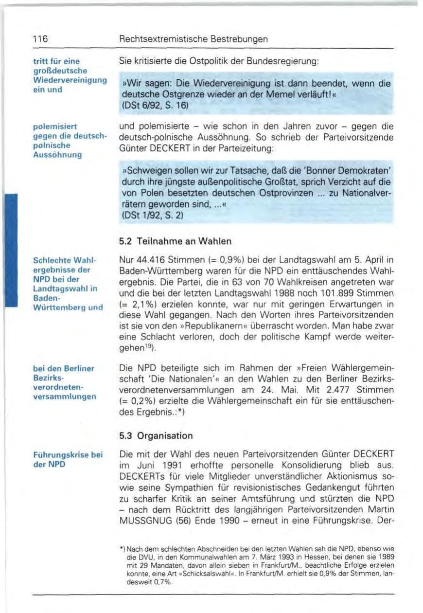Seite 116 des Verfassungsschutzbericht 1992 Bund