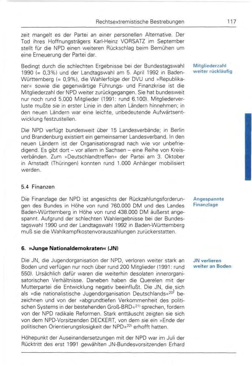 Seite 117 des Verfassungsschutzbericht 1992 Bund