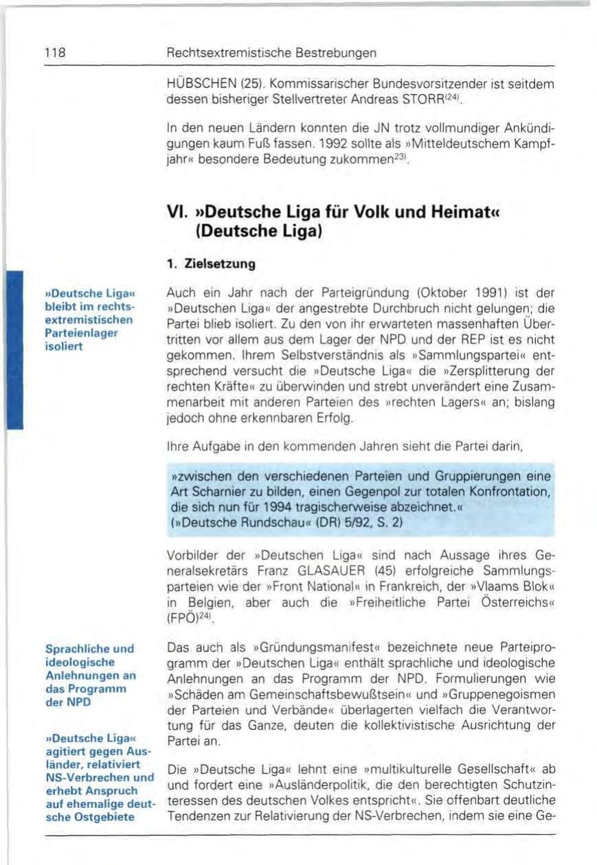 Seite 118 des Verfassungsschutzbericht 1992 Bund