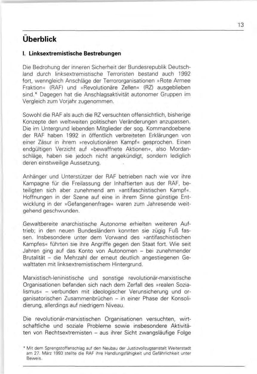 Seite 13 des Verfassungsschutzbericht 1992 Bund