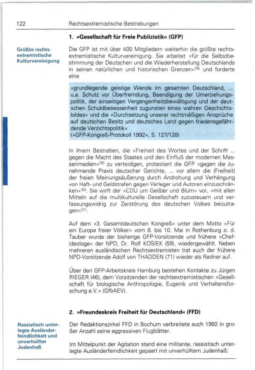 Seite 122 des Verfassungsschutzbericht 1992 Bund