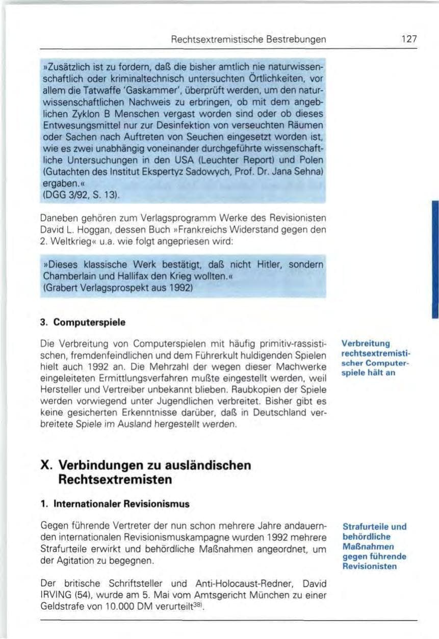 Seite 127 des Verfassungsschutzbericht 1992 Bund