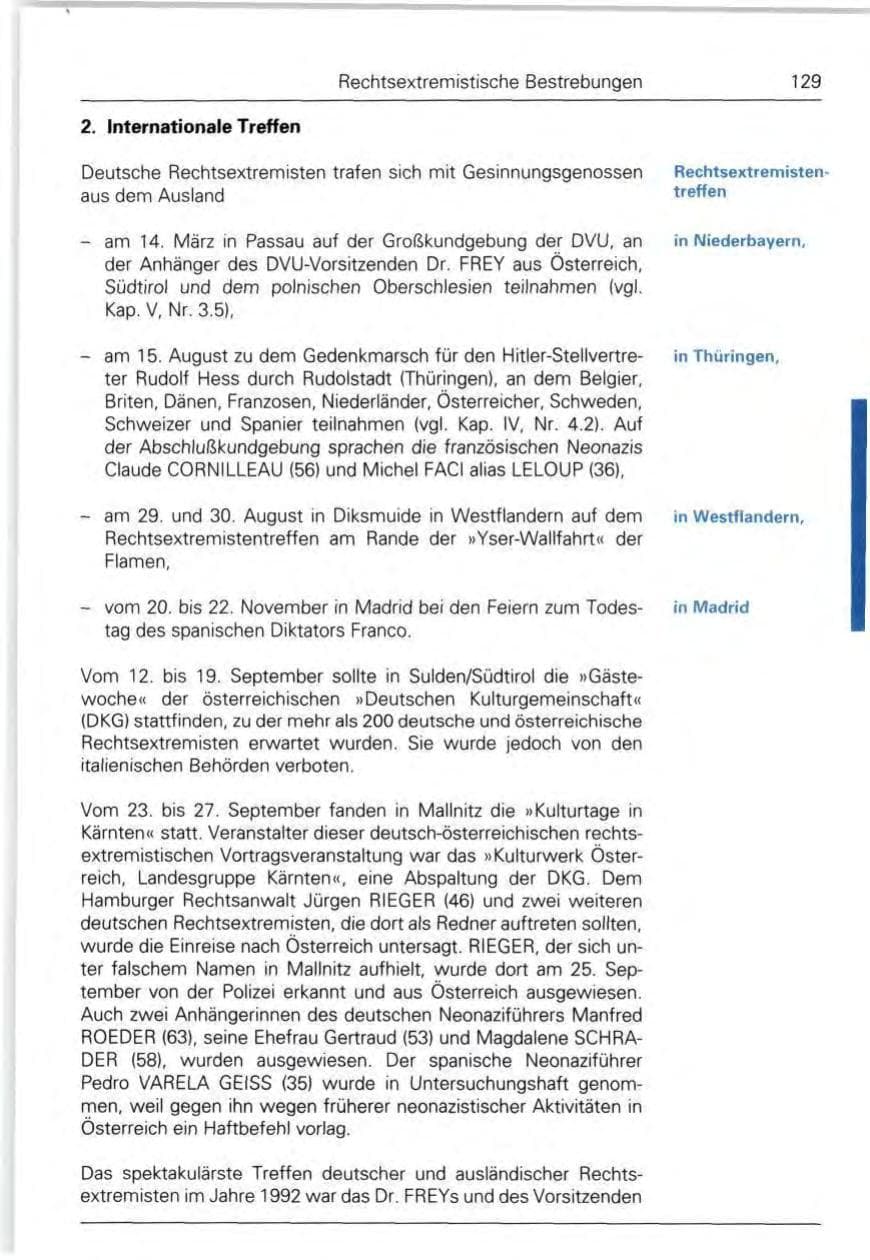 Seite 129 des Verfassungsschutzbericht 1992 Bund