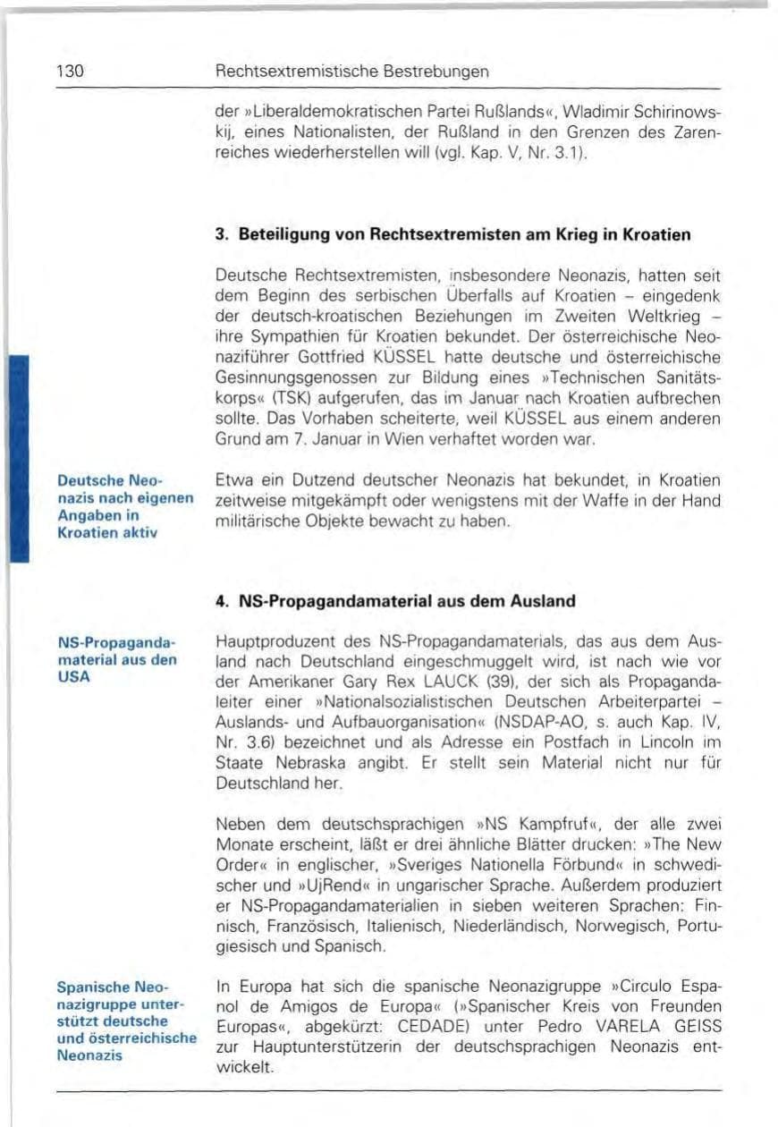 Seite 130 des Verfassungsschutzbericht 1992 Bund
